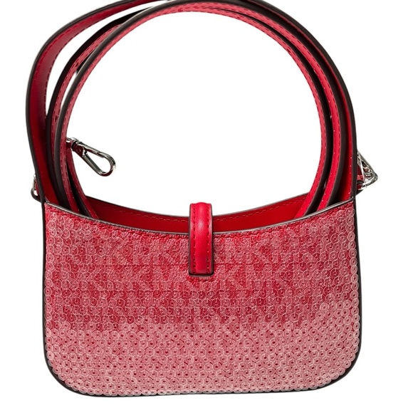 MICHAEL KORS LYRA AUTHENTIC Mini Logo Crossbody Bright Red - Picture 5 of 6